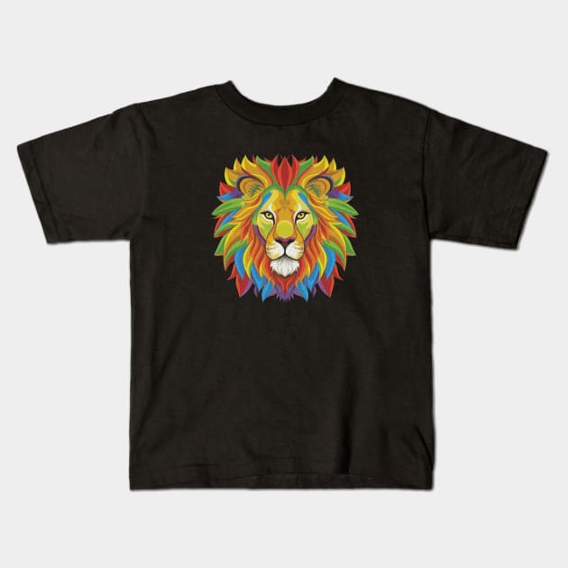 Vibrant Lion Kids T-Shirt by AndyVibrantArt